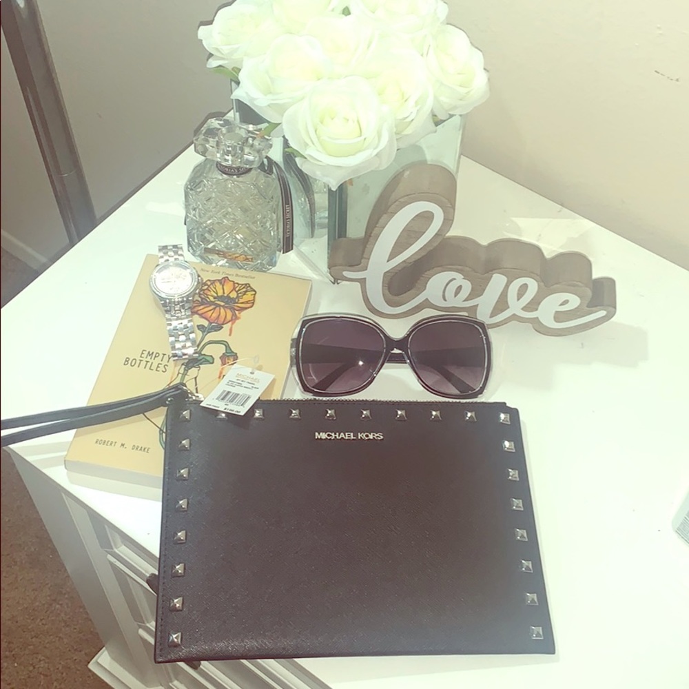 Michael Kors Black Studded Clutch